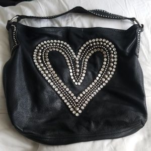 Black, LEATHEROCK USA hobo bag
